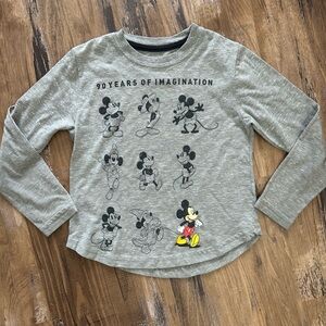 Disney Gray Long-Sleeve Shirt with Mickey Mouse Graphic (Yellow & Red Accent)